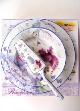 VYPREDANÉ - Porcelán dezertné taniere sada 8 ks dekoračný predmet Levander Levanduľa