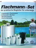 Ploskačka - likérka s pohármi kovová Flachmann-set