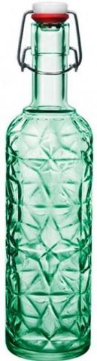 Fľaša sklenená zelená s kovovým patentom 1 l ORIENTE COOL GREEN